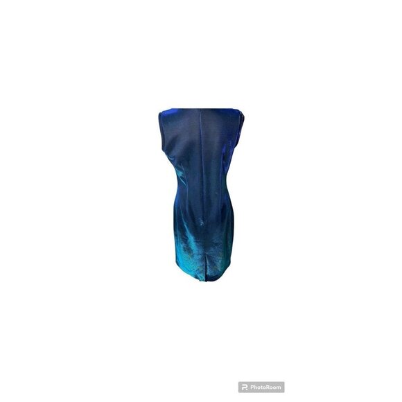 NERO BY JATIN VARMA Sleeveless Blue Metallic Formal Cocktail Party Dress Size 2 - Picture 6 of 10